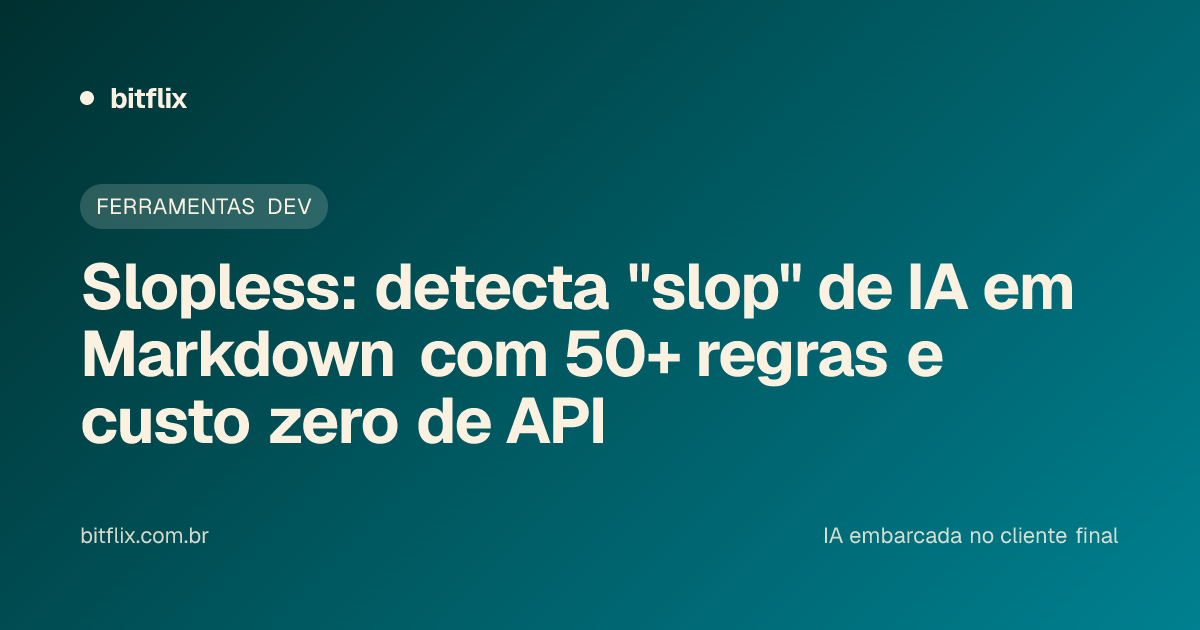 Slopless: detecta "slop" de IA em Markdown com 50+ regras e custo zero de API