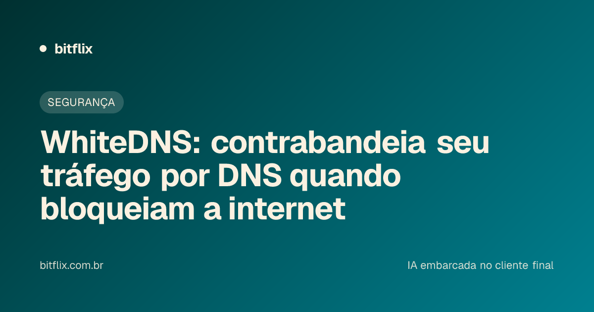 WhiteDNS: contrabandeia seu tráfego por DNS quando bloqueiam a internet